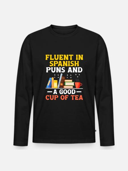Fremdsprachenlehrer Schule Sprachlehrer - Männer Premium Bio Langarmshirt - Schwarz