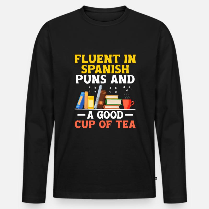 Fremdsprachenlehrer Schule Sprachlehrer - Männer Premium Bio Langarmshirt - Schwarz