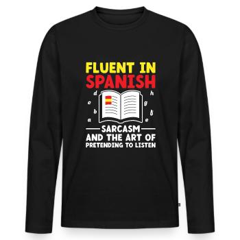 Professeur de langues étrangères École Professeurs de langues - T-shirt manches longues Premium bio Homme - noir - Devant - Nico (187cm)