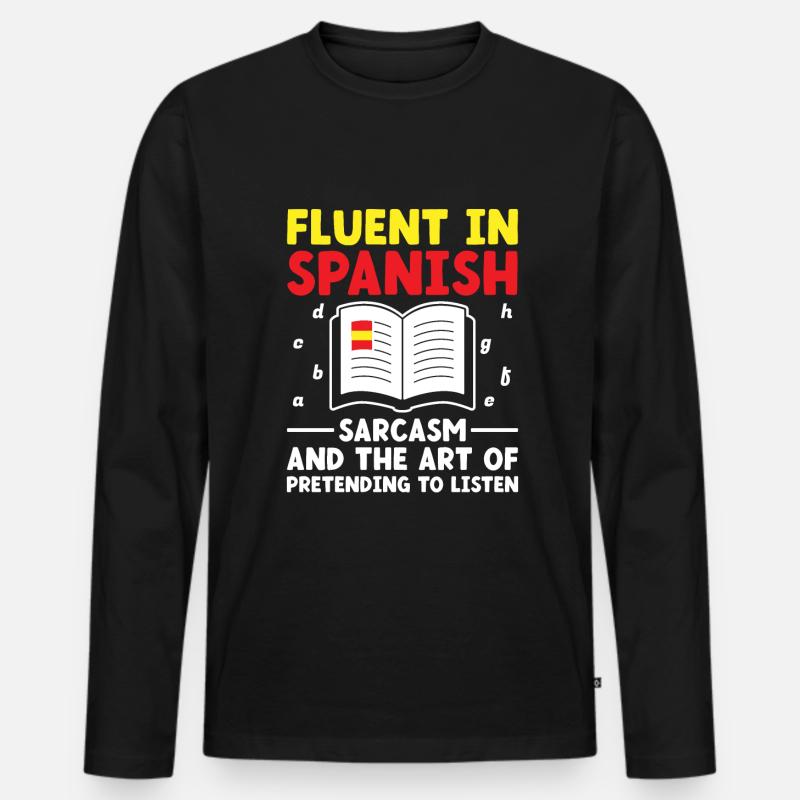 Fremdsprachenlehrer Schule Sprachlehrer - Männer Premium Bio Langarmshirt - Schwarz