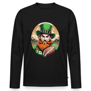 St. Patrick’s Day Shamrock Football américain - T-shirt manches longues Premium bio Homme - noir - Devant - Nico (187cm)