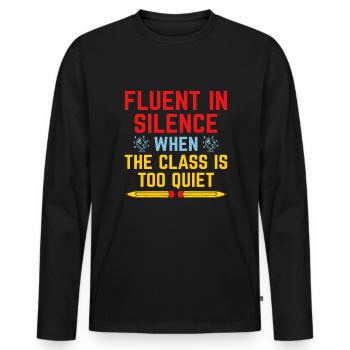 Professeur de langues étrangères École Professeurs de langues - T-shirt manches longues Premium bio Homme - noir - Devant - Nico (187cm)