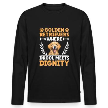 Golden Retrievers où la bave rencontre la dignité GR Dog - T-shirt manches longues Premium bio Homme - noir - Devant - Nico (187cm)