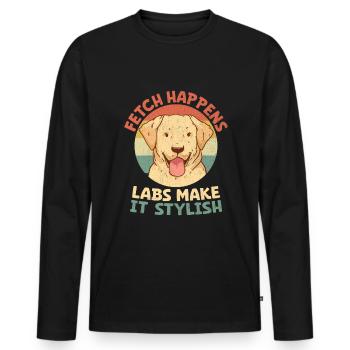 Fetch Happens Labs machen es stilvoll Labrador Retrie - Männer Premium Bio Langarmshirt - Schwarz - Vorne - Nico (187cm)