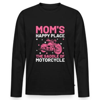L’endroit heureux de maman La selle de la moto - T-shirt manches longues Premium bio Homme - noir - Devant - Nico (187cm)