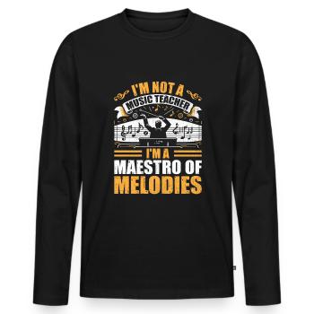 Je ne suis pas un professeur de musique, je suis un maestro des mélodies - T-shirt manches longues Premium bio Homme - noir - Devant - Nico (187cm)