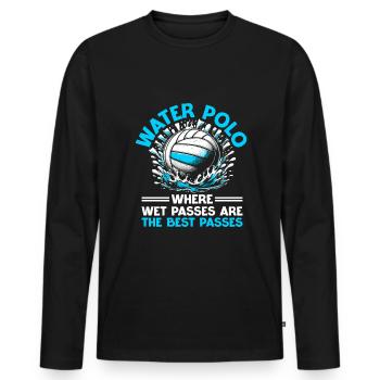 Water Polo Where Wet Passes Are The Best Passes - Men's Premium Organic Long Sleeve Shirt - black - Front - Nico (187cm)