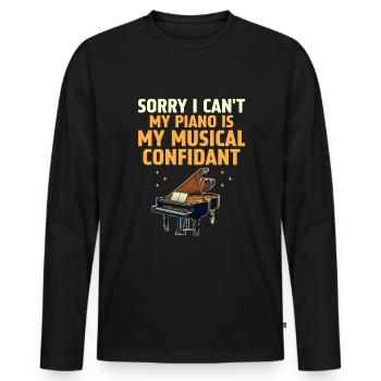 Sorry I can't Mein Klavier ist meine musikalische Vertraute Pia - Männer Premium Bio Langarmshirt - Schwarz - Vorne - Nico (187cm)