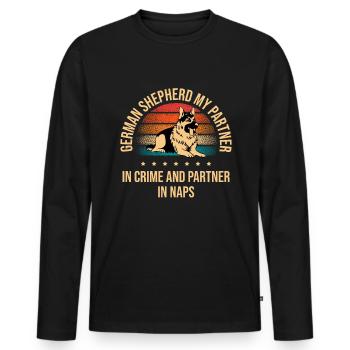Berger allemand Mon partenaire dans le crime et Partenaire dans - T-shirt manches longues Premium bio Homme - noir - Devant - Nico (187cm)