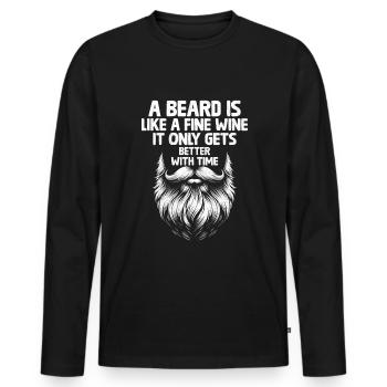 Une barbe, c’est comme un bon vin, ça ne fait que s’améliorer - T-shirt manches longues Premium bio Homme - noir - Devant - Nico (187cm)