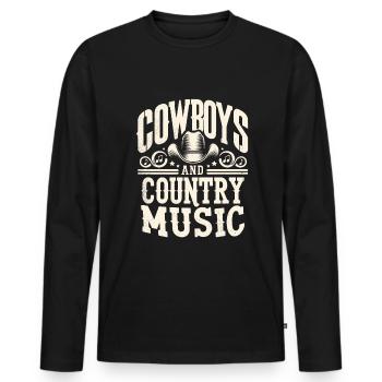 Cowboys Et Musique Country, Chanson D’amoureux, Chansons De Country, - T-shirt manches longues Premium bio Homme - noir - Devant - Nico (187cm)