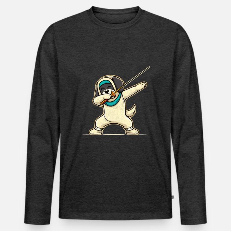 Doublage Chien Escrimeur Clôture Épée Épée Escrime T-shirt manches longues Premium bio Homme