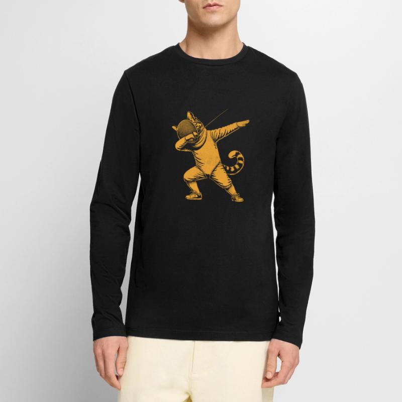 Doublage Chat Escrimeur Clôture Épée Épée Escrime T-shirt manches longues Premium bio Homme