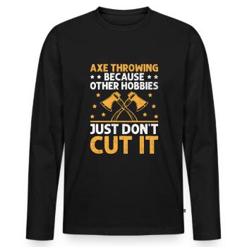 Axtwerfen, weil andere Hobbys einfach nicht schneiden - Männer Premium Bio Langarmshirt - Schwarz - Vorne - Nico (187cm)