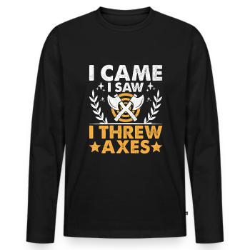 I Came I Saw I Threw Axes Axe Throwing Hatchet - Men's Premium Organic Long Sleeve Shirt - black - Front - Nico (187cm)