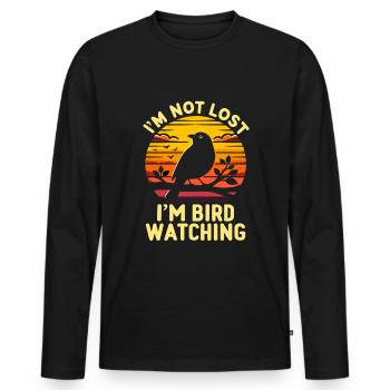Je ne suis pas perdu Je suis ornithologue ornithologue - T-shirt manches longues Premium bio Homme - noir - Devant - Nico (187cm)