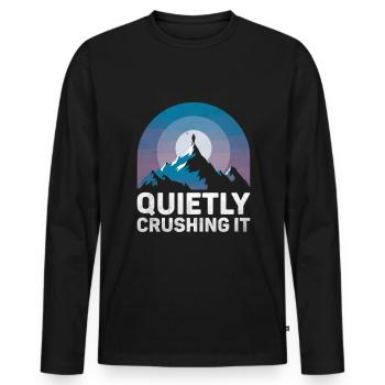 Quietly Crushing It Sayings For Introverts - Men's Premium Organic Long Sleeve Shirt - black - Front - Nico (187cm)
