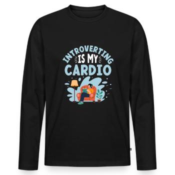 L’introvertissement est mon dicton cardio pour les introvertis - T-shirt manches longues Premium bio Homme - noir - Devant - Nico (187cm)