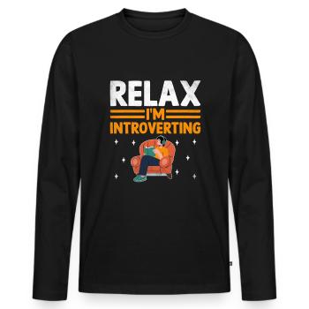 Relax I M Introverti Dictons pour les introvertis - T-shirt manches longues Premium bio Homme - noir - Devant - Nico (187cm)