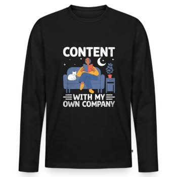 Content With My Own Company Sayings For Introverts - Men's Premium Organic Long Sleeve Shirt - black - Front - Nico (187cm)