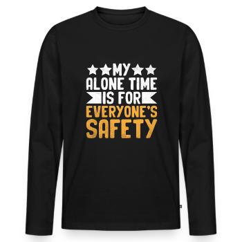 Mon temps seul est pour la sécurité de tous Dictons pour - T-shirt manches longues Premium bio Homme - noir - Devant - Nico (187cm)