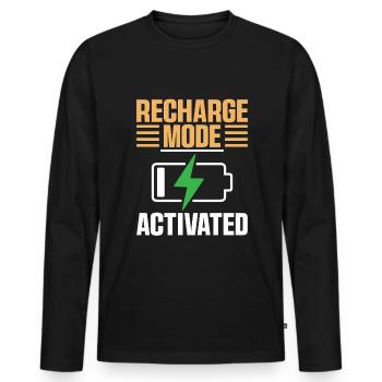 Recharge Mode aktivierte Sprüche für Introvertierte - Männer Premium Bio Langarmshirt - Schwarz - Vorne - Nico (187cm)