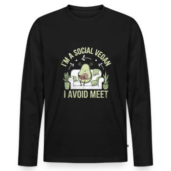 I'm A Social Vegan I Avoid Meet Sayings For - Men's Premium Organic Long Sleeve Shirt - black - Front - Nico (187cm)