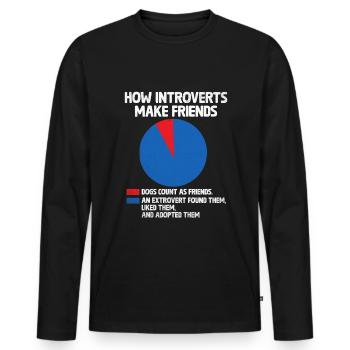 Comment les introvertis se font des amis Dictons pour les introvertis - T-shirt manches longues Premium bio Homme - noir - Devant - Nico (187cm)