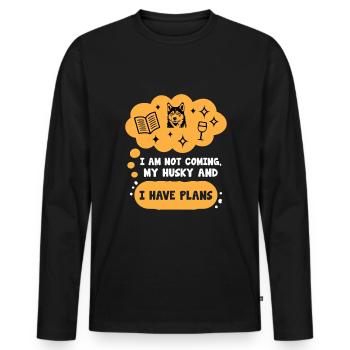 Introvert Husky Sayings For Introverts - Men's Premium Organic Long Sleeve Shirt - black - Front - Nico (187cm)