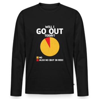 Werde ich heute ausgehen Sprüche für Introvertierte - Männer Premium Bio Langarmshirt - Schwarz - Vorne - Nico (187cm)