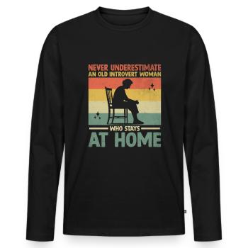 Ne sous-estimez jamais une vieille femme introvertie qui - T-shirt manches longues Premium bio Homme - noir - Devant - Nico (187cm)