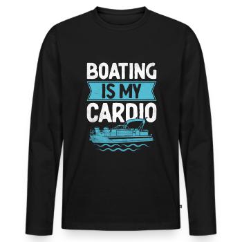 Bootfahren ist mein Cardio-Paddelboot - Männer Premium Bio Langarmshirt - Schwarz - Vorne - Nico (187cm)