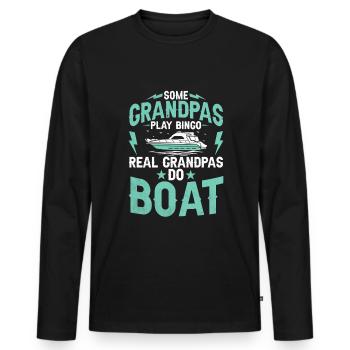 Certains grands-pères jouent au bingo de vrais grands-pères font du bateau - T-shirt manches longues Premium bio Homme - noir - Devant - Nico (187cm)