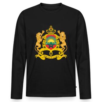 Morocco emblem t-shirt - Men's Premium Organic Long Sleeve Shirt - black - Front - Nico (187cm)