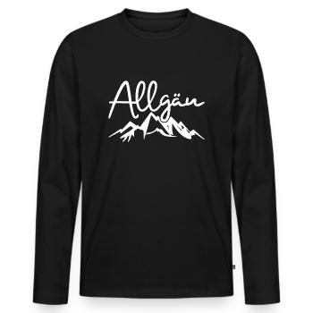 Allgäu Wandern Berge Natur - Männer Premium Bio Langarmshirt - Schwarz - Vorne - Nico (187cm)