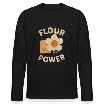 Puissance de la farine - T-shirt manches longues Premium bio Homme - noir - Devant - Nico (187cm)