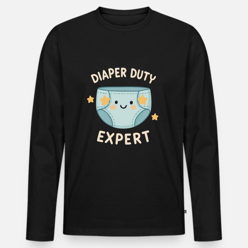 Windelwechsel-Profi - Männer Premium Bio Langarmshirt - Schwarz