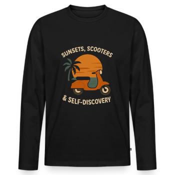 Couchers de soleil, trottinettes et découverte de soi - T-shirt manches longues Premium bio Homme - noir - Devant - Nico (187cm)