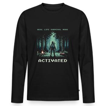 Real Life Survival Mode Activated Saying - Men's Premium Organic Long Sleeve Shirt - black - Front - Nico (187cm)