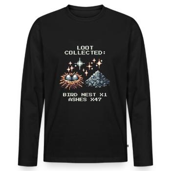 Schornsteinfeger Loot Vogelnest Asche Pixel Art - Männer Premium Bio Langarmshirt - Schwarz - Vorne - Nico (187cm)