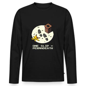 Ramoneur Toit Crash Permadeath Pixel - T-shirt manches longues Premium bio Homme - noir - Devant - Nico (187cm)