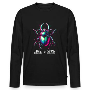 Insects Nature Love Retro Pixel Art Gaming - Men's Premium Organic Long Sleeve Shirt - black - Front - Nico (187cm)