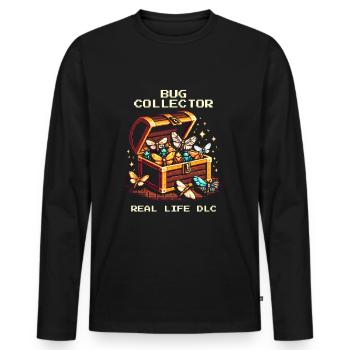 Käfersammler Natur Retro Pixel Art Insekten - Männer Premium Bio Langarmshirt - Schwarz - Vorne - Nico (187cm)