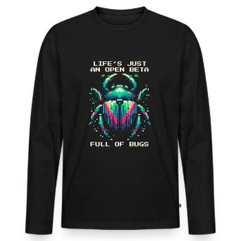 Bug Life Beta Bugs Retro Pixel Art Humor Gaming - Men's Premium Organic Long Sleeve Shirt - black - Front - Nico (187cm)