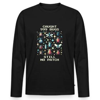Bug Humour Rétro Pixel Art Gaming Nerd Insectes - T-shirt manches longues Premium bio Homme - noir - Devant - Nico (187cm)