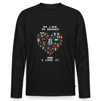 Insekten Humor Pixel Retro Entomologie Gaming - Männer Premium Bio Langarmshirt - Schwarz - Vorne - Nico (187cm)