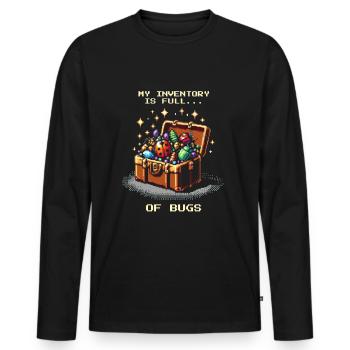 Bug Collector Inventory Insects Pixel Retro - Men's Premium Organic Long Sleeve Shirt - black - Front - Nico (187cm)