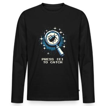 Catch Action Button Gaming Retro Pixel Entomology - Men's Premium Organic Long Sleeve Shirt - black - Front - Nico (187cm)