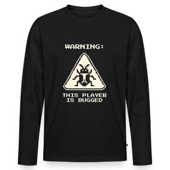 Spieler Warnung Nerd Pixel Retro Entomologie - Männer Premium Bio Langarmshirt - Schwarz - Vorne - Nico (187cm)