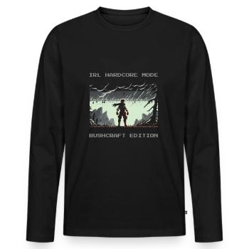 IRL Hardcore Fashion Bushcraft Survival Quote - Men's Premium Organic Long Sleeve Shirt - black - Front - Nico (187cm)